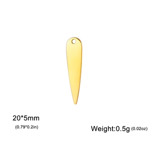 Minimalistische 18K vergulde roestvrijstalen druppelhanger van 20x5mm groot