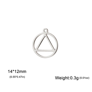Pendentif géométrique cercle triangle en acier doré 18K pour bijoux DIY 14x12mm