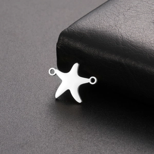 Colgante conector de estrella de mar pulida con doble agujero para joyería artesanal