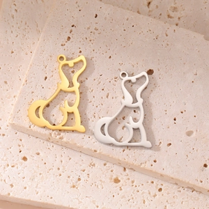 Polished gold and silver 18K stainless steel dachshund dog pendants for DIY jewelry