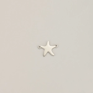 Colgante de estrella de mar en acero pulido con anillos dobles para crear joyas DIY