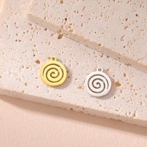 18K gold and silver plated stainless steel spiral charms for DIY jewelry making