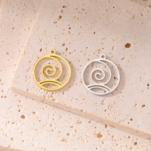 18K gold plated stainless steel hollow spiral charms for DIY jewelry making