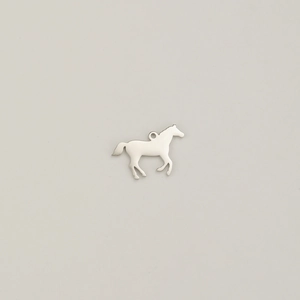 Pendentif cheval galopant en métal argenté poli pour la création de bijoux DIY
