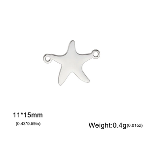 Colgante de estrella de mar en acero inoxidable pulido con dos agujeros para joyas