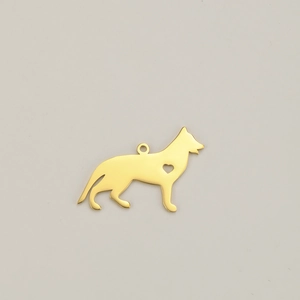 Pendentif berger allemand plaqué or 18 carats avec découpe en forme de cœur