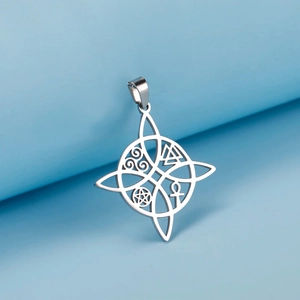 Pendentif Nœud Celtique Nœud de Sorcière en Acier Inoxydable Symboles Mystiques Pentagramme Ankh Croix pour Création de Bijoux DIY