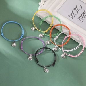 8-piece set of Bohemian hand-knotted soccer pendant bracelets in vibrant candy colors