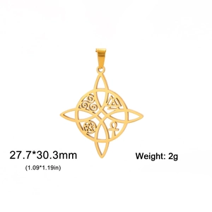 Pendentif nœud celtique doré en acier inoxydable avec symboles occultes pour bijoux