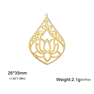 Water drop titanium steel lotus flower charm pendant for DIY necklace and bracelet