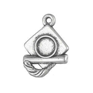 Antique silver graduation cap zinc alloy charm pendant for DIY jewelry and keychains