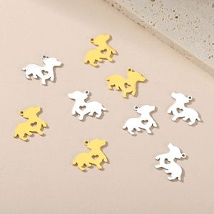 DIY Stainless Steel Puppy Dog Heart Hollow Pendant Dachshund Charms For Necklace Bracelet Jewelry Making Accessories