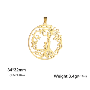 Ciondolo albero della vita placcato oro 18K con sagome di madre e bambino per gioielli DIY