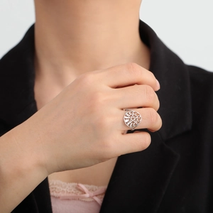 Minimalistische roestvrijstalen holle pentagram maanfase ring voor dames en heren