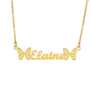 Εξατομικευμένο κολιέ με όνομα Elaine και φτερά πεταλούδας από χρυσό ανοξείδωτο ατσάλι