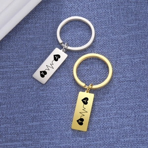 Detail of silver and gold heart rate pendants for couples with customized initials