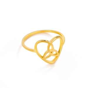Gold plated Celtic trinity knot heart ring for women made of durable stainless steel