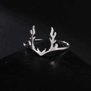 Minimalistischer Edelstahl Geweih Ring Für Damen Herren Ins Stil Wald Tier Elch Horn Schmuck Festival Weihnachtsgeschenk