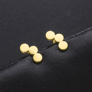 Minimalisti Orecchini a Bottone a Tre Dischi in Acciaio Inossidabile 304 per Donna Geometrici Placcati Oro Argento Gioielli