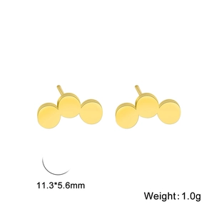 Dettagli dimensioni 11,3x5,6mm e peso 1,0g degli orecchini a lobo con triplo disco dorato