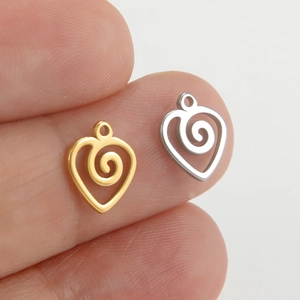 Ciondoli a cuore a spirale in acciaio inox oro e argento per gioielli fai-da-te
