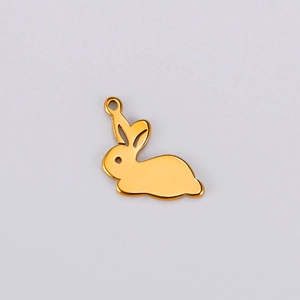 Polished gold rabbit silhouette pendant with smooth finish for DIY jewelry necklaces