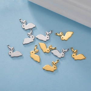 Minimalist stainless steel rabbit pendants in gold and silver finish for DIY jewelry