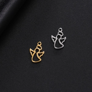 Fashionable hollow angel pendants in gold and silver finish with polished metal texture