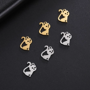 Pendentifs silhouette chat en acier inoxydable doré 18K et argent pour bijoux DIY