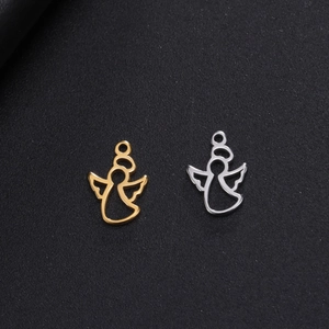 Minimalist hollow angel pendants in gold and silver steel for DIY jewelry accessories