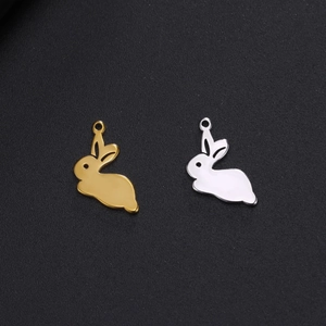 Polished stainless steel rabbit pendant charms in gold and silver for DIY jewelry