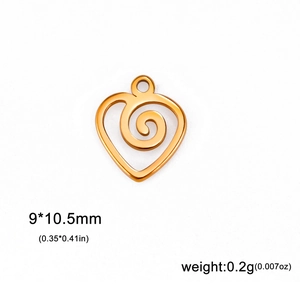 Ciondolo a cuore in acciaio inossidabile placcato oro 18K con trama a spirale