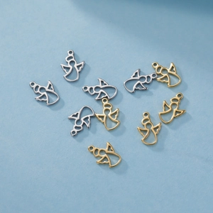 Hollow angel charms in gold and silver finish for DIY necklace and earring making