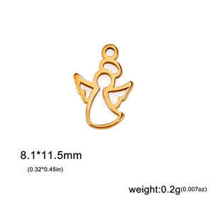 Gold stainless steel hollow angel pendant charm for jewelry making 8.1x11.5mm