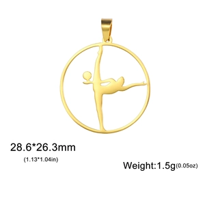 Golden rhythmic gymnastics ball charm in stainless steel for DIY jewelry making