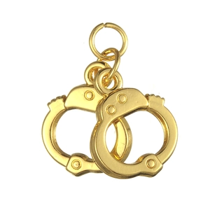Creative gold zinc alloy handcuff pendants for DIY jewelry and couple necklaces
