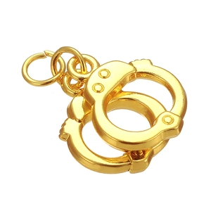 Polished gold zinc alloy handcuff charm pendant for DIY jewelry making and creative accessories