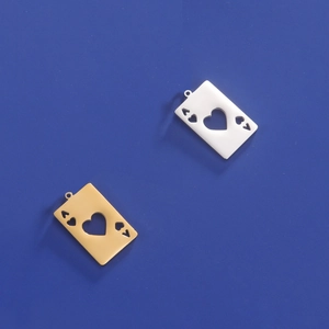 Colgantes As de Corazones en oro de 18K y acero inoxidable para bisutería artesanal DIY