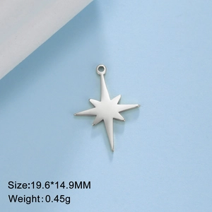 Macro shot of 19.6x14.9mm silver stainless steel North Star pendant for DIY jewelry