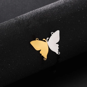 Minimalist 18K gold plated stainless steel hollow butterfly pendant for DIY jewelry