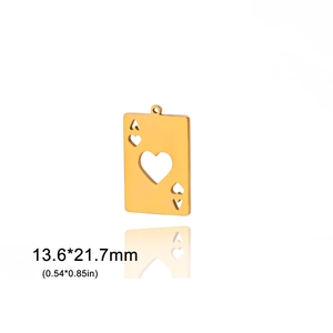 Colgante As de Corazones de acero inoxidable oro 18K 13,6x21,7mm para joyería artesanal