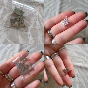Polished silver stainless steel double layer witch knot charm for DIY jewelry making