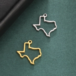 Stainless Steel Texas State Map Pendant Hollow Geometric Charm For DIY Necklace Bracelet Making Women Jewelry Accessory