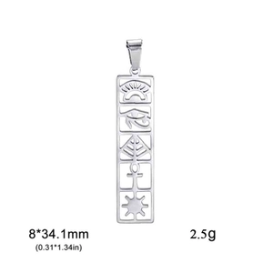 Dettaglio del ciondolo egiziano Ankh in argento con incisione occhio, 8x34,1mm