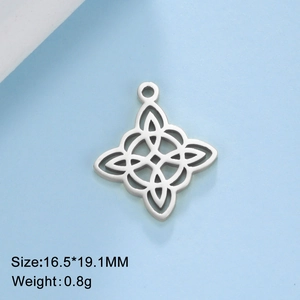 Detailed view of stainless steel Celtic witch knot pendant with 16.5x19.1mm dimensions