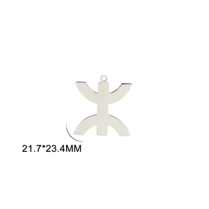 Polished stainless steel Amazigh symbol pendant charm in silver color, size 21.7x23.4mm