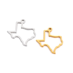 Hollow Texas map pendants in gold and silver finishes made of stainless steel