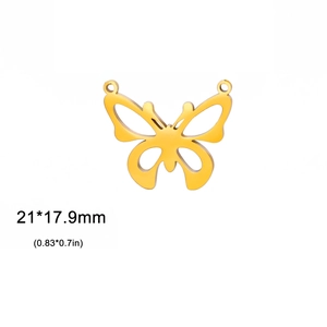 18K gold plated hollow butterfly pendant in stainless steel, size 21x17.9mm for jewelry making