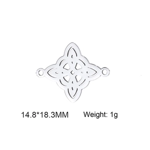 Stainless steel double Celtic knot charm for DIY jewelry making with dimensions and weight