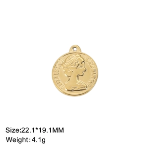 Colgante moneda de oro vintage Elizabeth II de acero inoxidable para joyería DIY